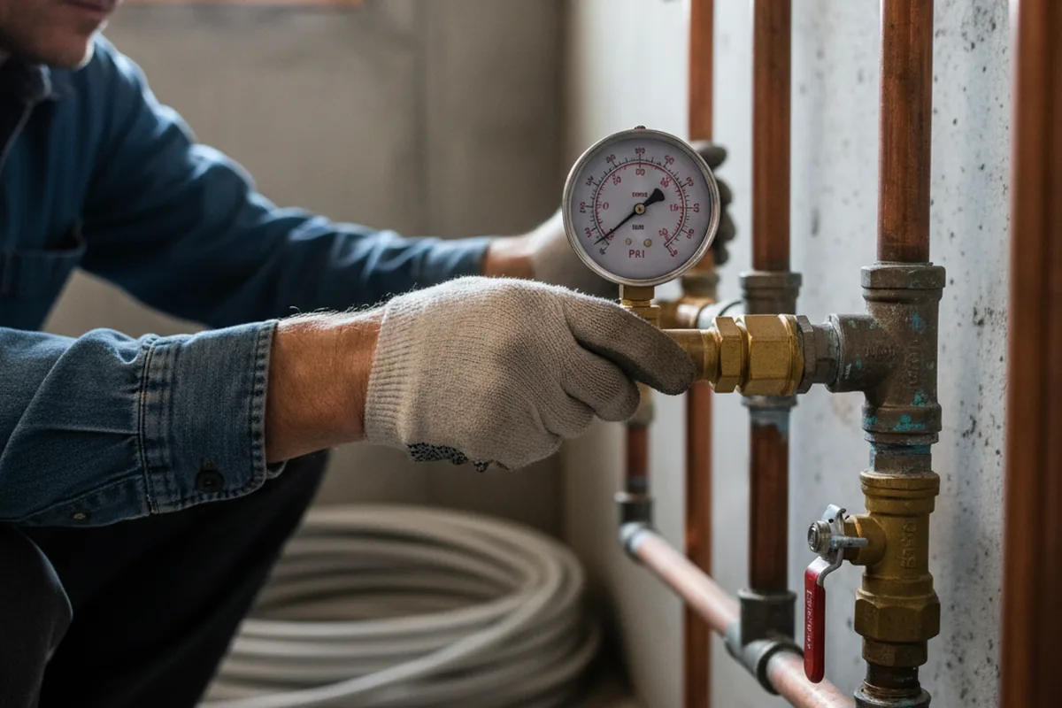 Pressure testing a repaired line during Water Line Repair in Debary